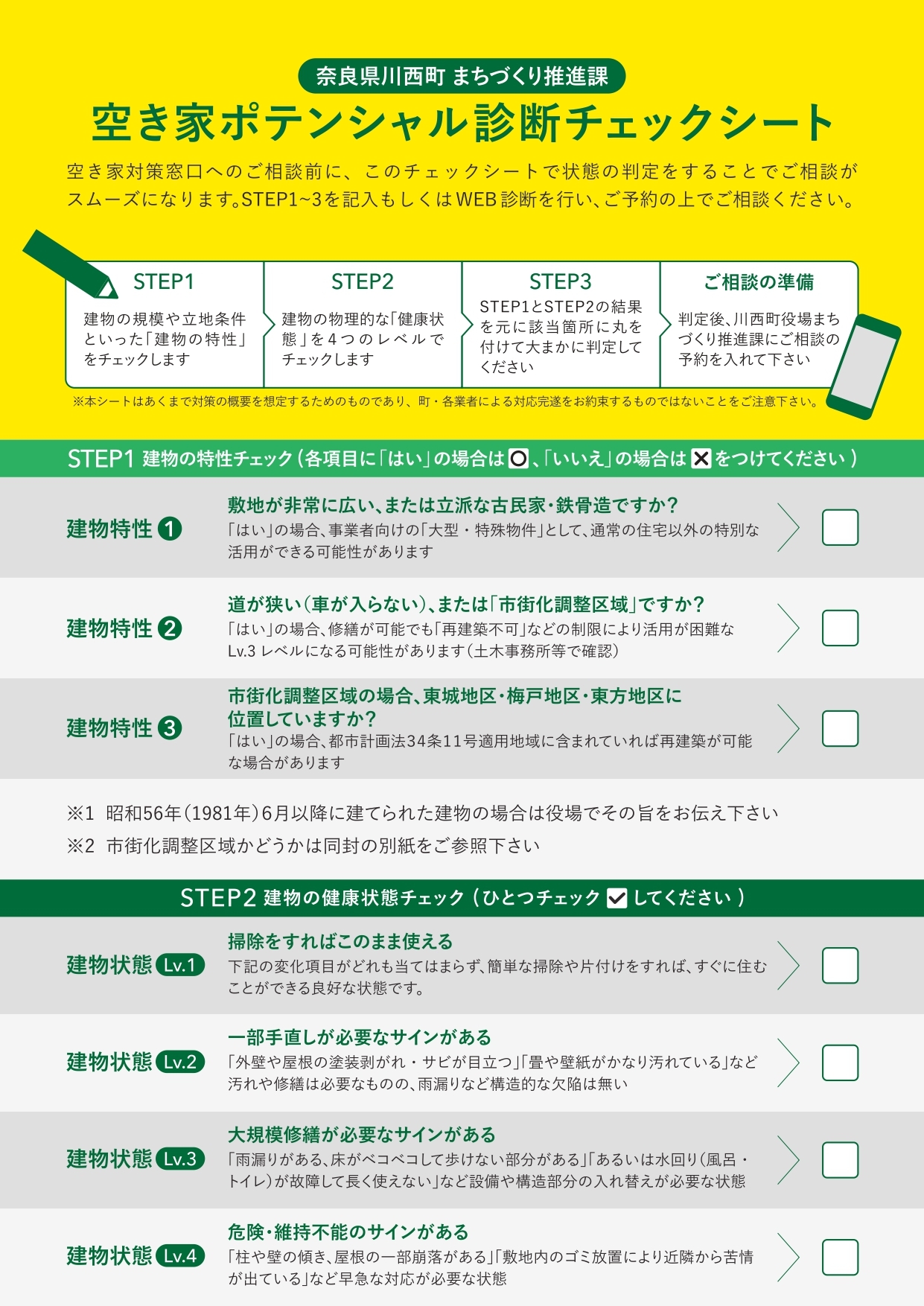 空き家の価値診断シート